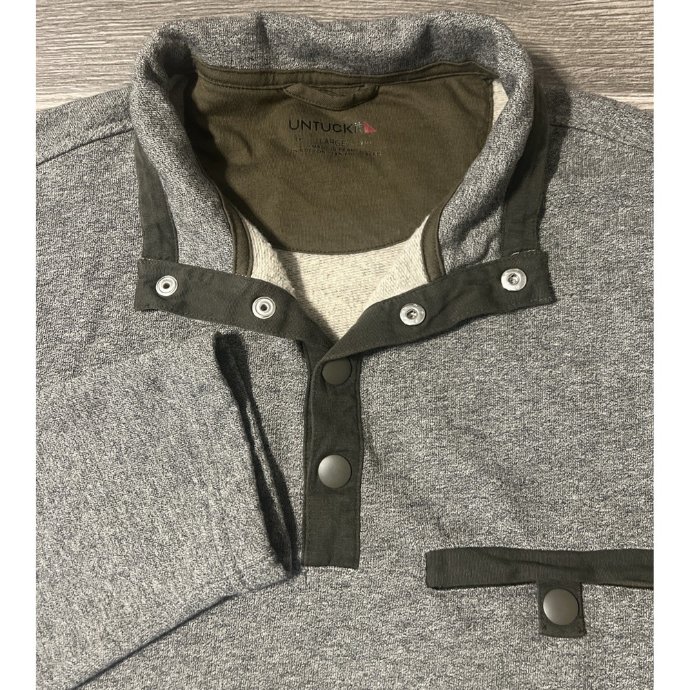 UNTUCKit Parkson 1/4 Snap Heather Gray Pullover Sweatshirt 41232 Size Large